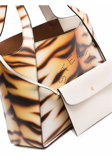 Borsa tote con stampa tigre Stella Logo arancione e marrone STELLA MC CARTNEY | 502793-W700429002